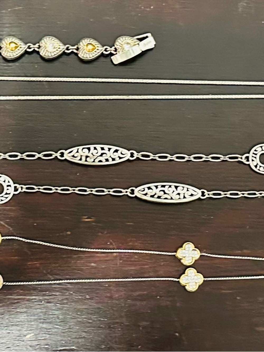 6 piece set Brighton Silver and Gold Mixed-Metal Heart & Filigree Necklace - Picture 4 of 11